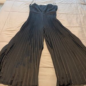 New York & Company Black Pleated Jumpsuit